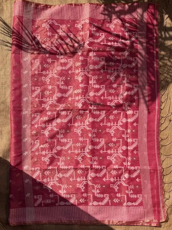 Rose_Pink_Metallic_Tissue_Cotton_Handloom_Saree_with_Light_Pink_Jamdani_Motif_Pallu_&_Border