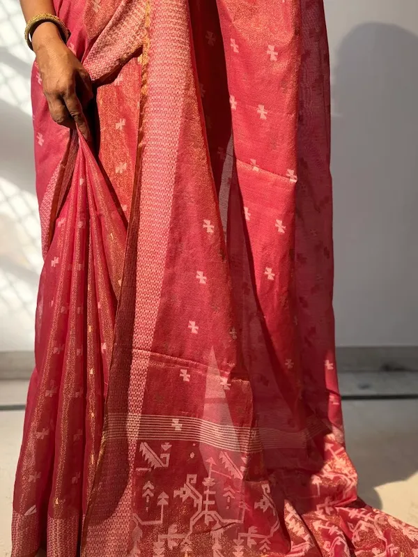 Rose_Pink_Metallic_Tissue_Cotton_Handloom_Saree_with_Light_Pink_Jamdani_Motif_Pallu_&_Border