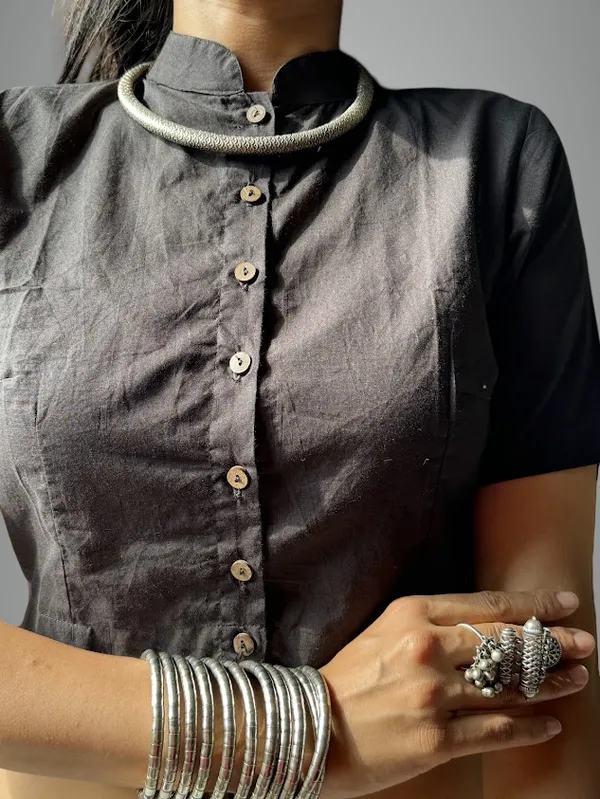 Black_Mandarin_Collar_Cotton_Blouses