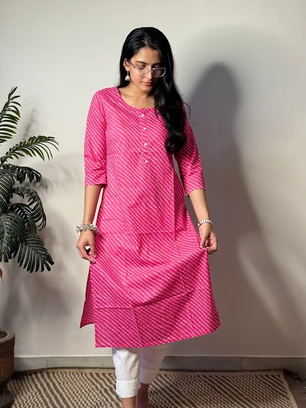 Rani_Pink_Leheriya_Traditional_Cotton_Kurti