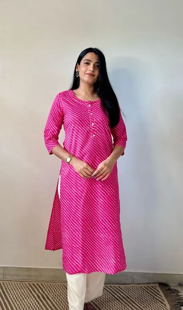 Rani_Pink_Leheriya_Traditional_Cotton_Kurti