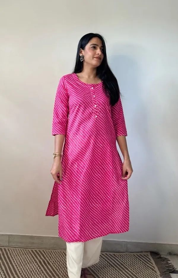 Rani_Pink_Leheriya_Traditional_Cotton_Kurti