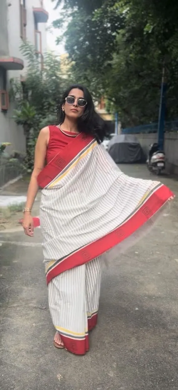Retro_Stripes_Mulmul_Patchwork_Saree