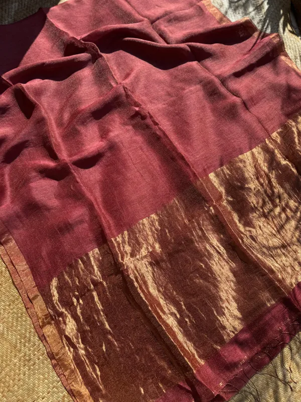 Royal_Burgundy_Pure_silk_linen_saree