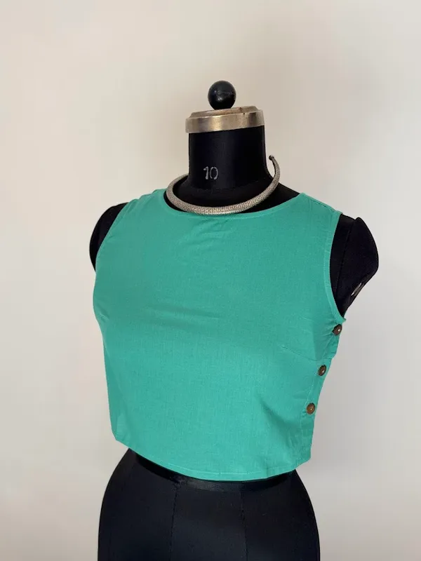 Sea_Green_(turquoise)_Sleeveless_Cotton_Blouse