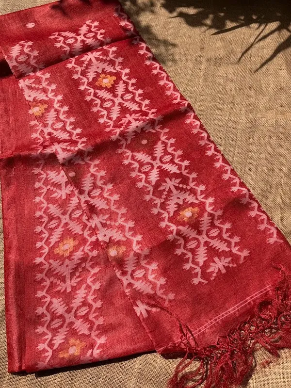 Sindoori_Pure_Tussar_Silk_Handloom_Saree_with_Jamdani_Pallu_&_Border_(Handloom__Mark_Certified)