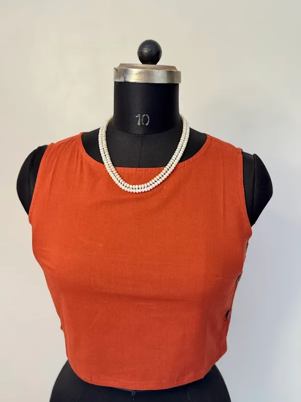 Rustic_-Orange_Sleeveless_Cotton_Blouse