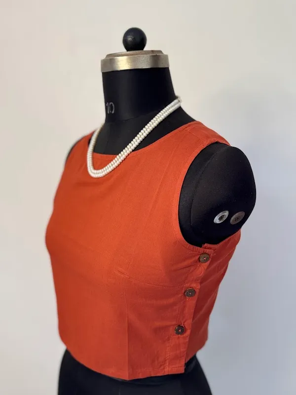 Rustic_-Orange_Sleeveless_Cotton_Blouse