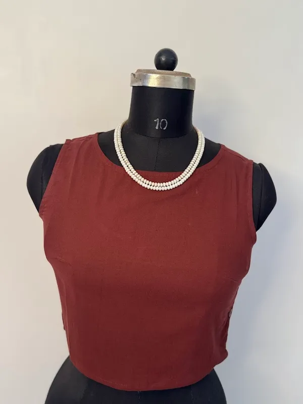 Chestnut_BROWN_Sleeveless_cotton_blouse