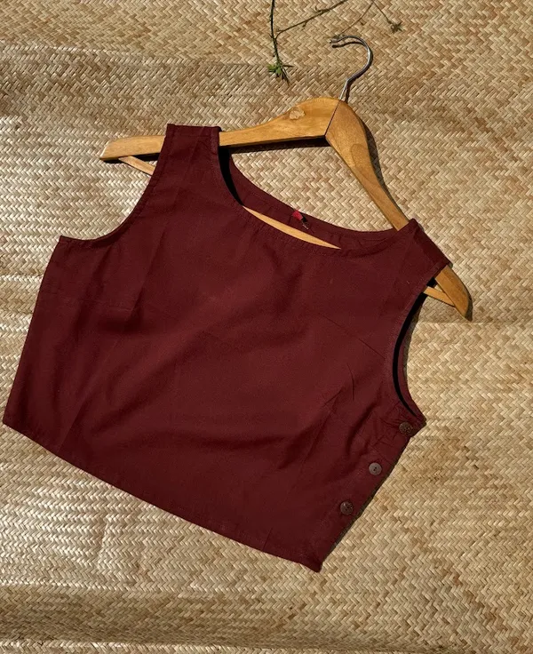 Chestnut_BROWN_Sleeveless_cotton_blouse