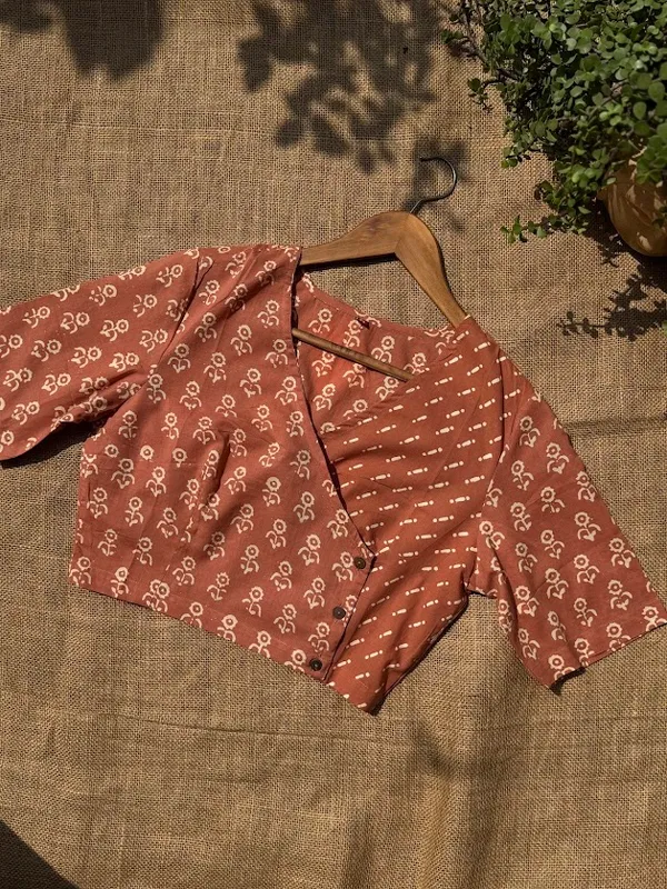 Terracotta_Bloom_Dual_Block-Printed_Angrakha_blouse