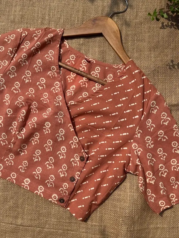 Terracotta_Bloom_Dual_Block-Printed_Angrakha_blouse
