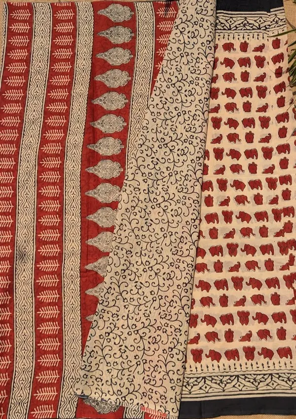 Terracotta_Haathi__Bagru_Print_Mul_Cotton_Saree_with_Blouse_Piece