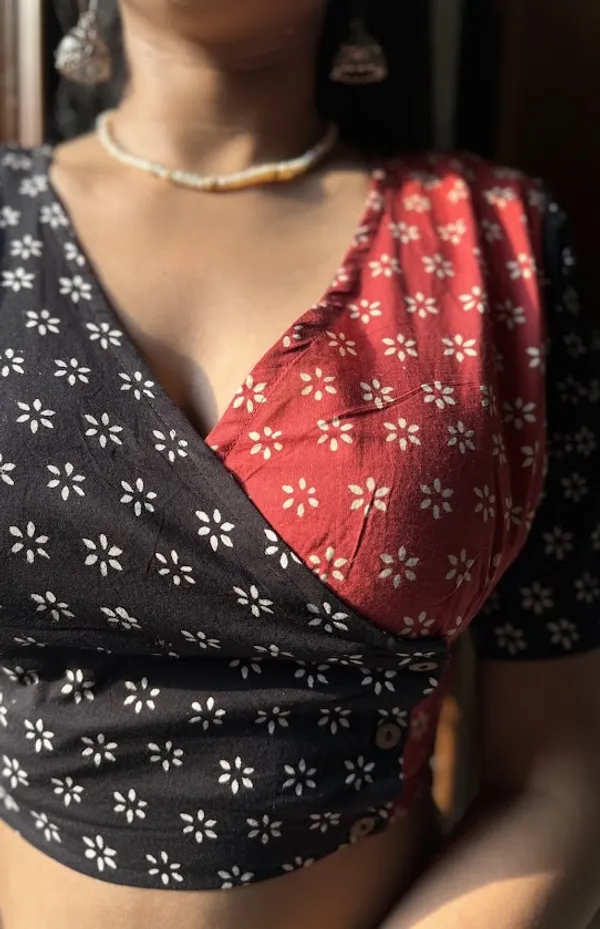 The_Black_&_Crimson_Angrakha_pattern_Block_Print_Cotton_Blouse