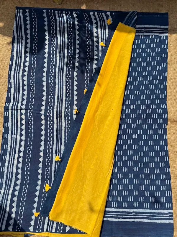 The_Indigo_&_Mustard_Dabu_–_Hand_Block_Printed_Cotton__Saree