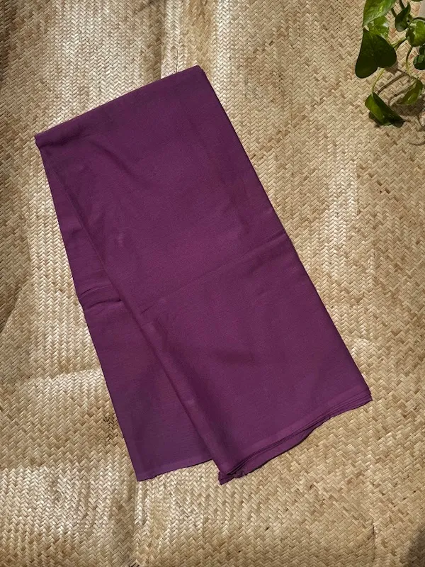 Wine_PLUM_Plain_Mulmul_Saree_with_Fabric_Tassels