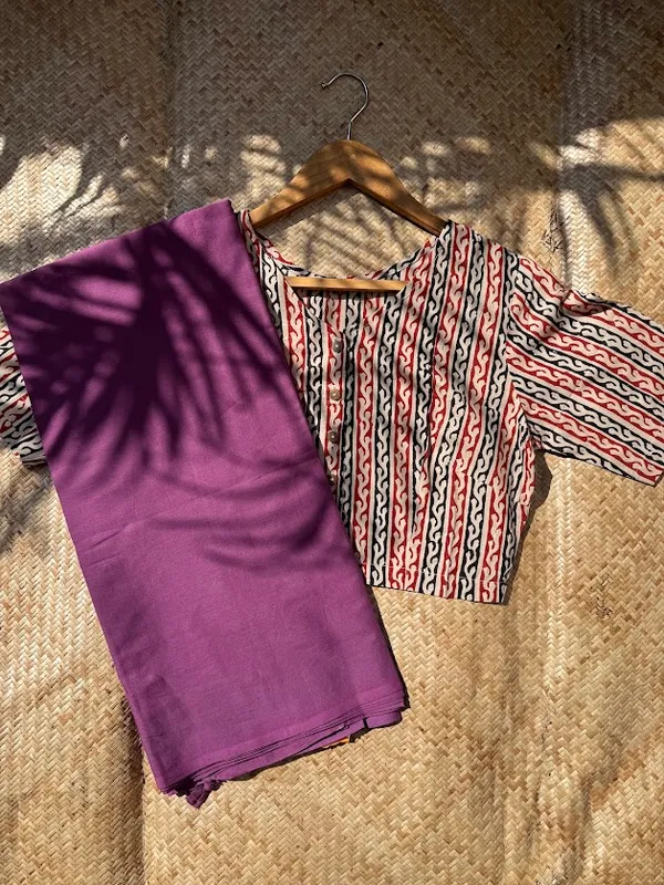 Wine_PLUM_Plain_Mulmul_Saree_with_Fabric_Tassels