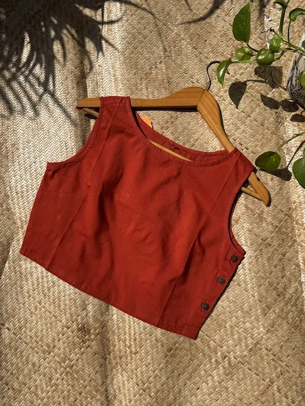 Rustic_-Orange_Sleeveless_Cotton_Blouse