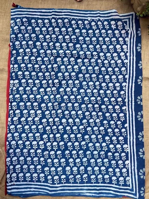 ndigo_Floral_Cotton_Saree_with_Rust_Red_Blouse