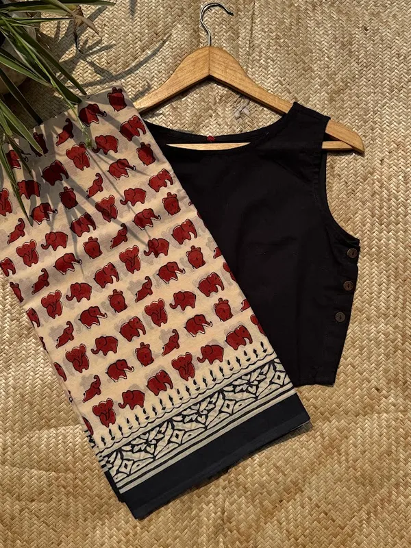 Terracotta_Haathi__Bagru_Print_Mul_Cotton_Saree_with_Blouse_Piece