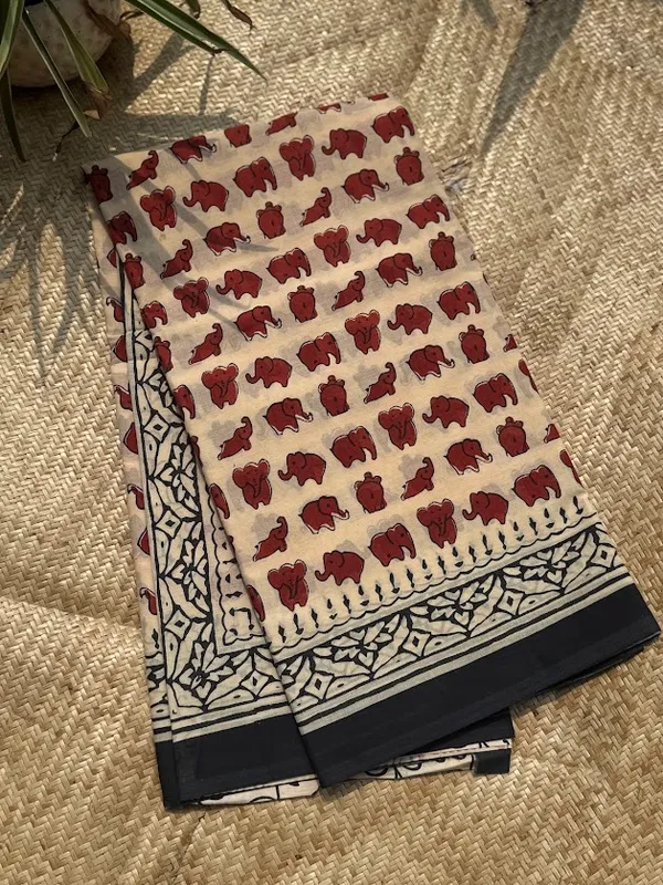 Terracotta_Haathi__Bagru_Print_Mul_Cotton_Saree_with_Blouse_Piece