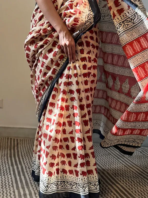 Terracotta_Haathi__Bagru_Print_Mul_Cotton_Saree_with_Blouse_Piece