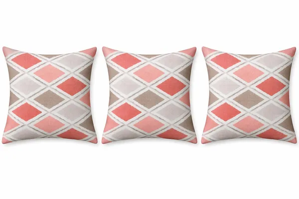 100%_Cotton_Cushion_Cover_Set_of_3_(16x16_Inch)_|_Reversible_Pink_&_Beige_Geometric_Diamond_Design_|_Soft_Decorative_Sofa_Pillow_Covers_with_Hidden_Zipper_|_Premium_Home_Décor