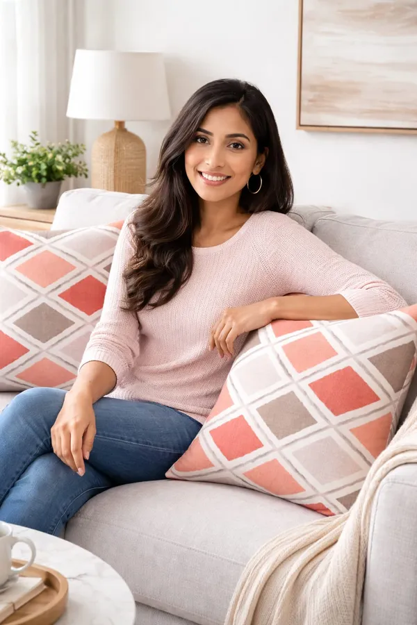 100%_Cotton_Cushion_Cover_Set_of_3_(16x16_Inch)_|_Reversible_Pink_&_Beige_Geometric_Diamond_Design_|_Soft_Decorative_Sofa_Pillow_Covers_with_Hidden_Zipper_|_Premium_Home_Décor