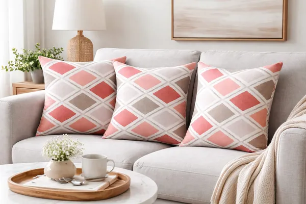 100%_Cotton_Cushion_Cover_Set_of_3_(16x16_Inch)_|_Reversible_Pink_&_Beige_Geometric_Diamond_Design_|_Soft_Decorative_Sofa_Pillow_Covers_with_Hidden_Zipper_|_Premium_Home_Décor
