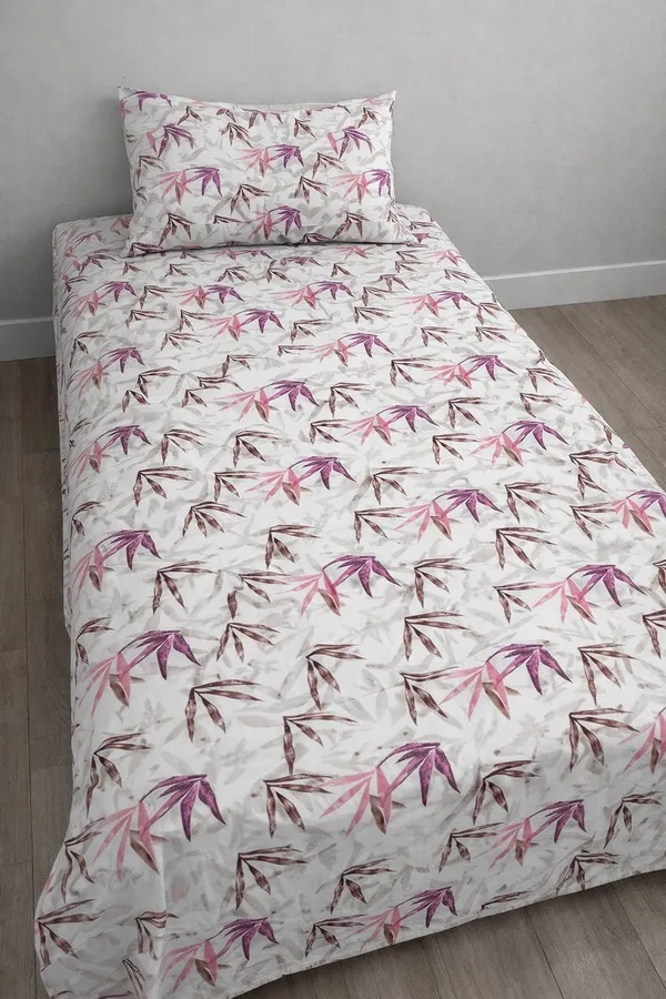 100%_Cotton_Printed_Bedsheet_(5x7_Ft.)_with_1_Pillow_Cover_|_Soft_&_Breathable_Single_Size_Bed_Sheet_|_Brown_&_Beige_Leaf_Design_on_Light_Grey_Base
