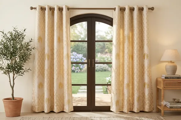 2_PCS_Golden_Foil_Print_Curtains_for_Door_&_Window_|_4_x_7_Ft_Each_|_Premium_Decorative_Curtain_Set_with_2_Free_Tiebacks_|_Eyelet/Grommet_Top_|_Living_Room,_Bedroom_&_Home_Décor