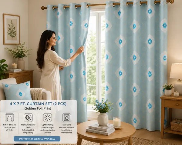 2_PCS_Golden_Foil_Print_Curtains_for_Door_&_Window_|_4_x_7_Ft_Each_|_Premium_Decorative_Curtain_Set_with_2_Free_Tiebacks_|_Eyelet/Grommet_Top_|_Living_Room,_Bedroom_&_Home_Décor