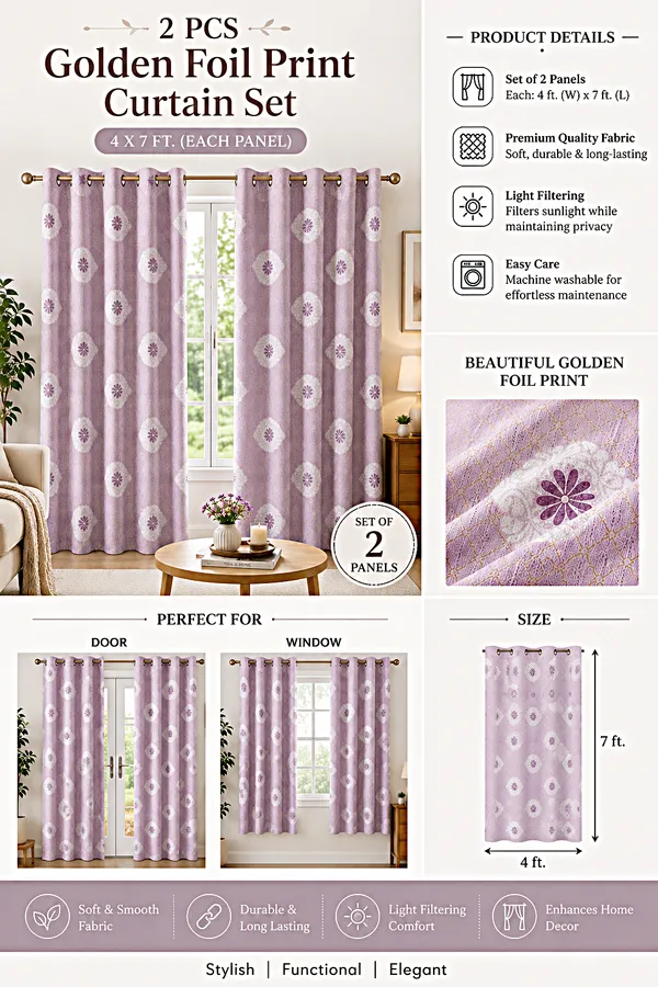 2_PCS_Golden_Foil_Print_Curtains_for_Door_&_Window_|_4_x_7_Ft_Each_|_Premium_Decorative_Curtain_Set_with_2_Free_Tiebacks_|_Eyelet/Grommet_Top_|_Living_Room,_Bedroom_&_Home_Décor