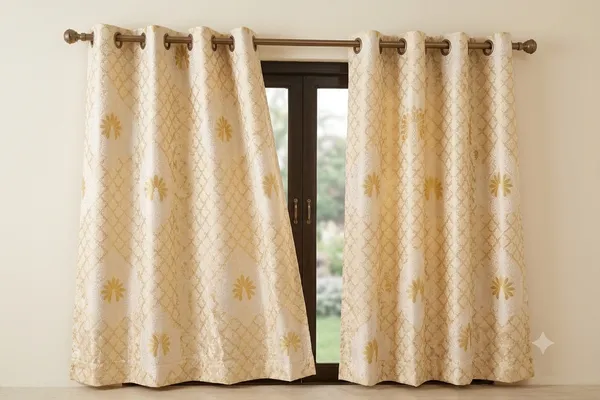 2_PCS_Golden_Foil_Print_Curtains_for_Door_&_Window_|_4_x_7_Ft_Each_|_Premium_Decorative_Curtain_Set_with_2_Free_Tiebacks_|_Eyelet/Grommet_Top_|_Living_Room,_Bedroom_&_Home_Décor
