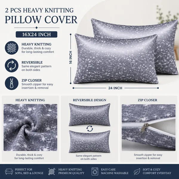 2_PCS_Heavy_Knitting_Pillow_Covers_(16x24_Inch)_|_Reversible_Design_|_Soft_&_Durable_Decorative_Bed_Pillow_Covers_with_Hidden_Zip_Closure_|_Grey_Abstract_Print