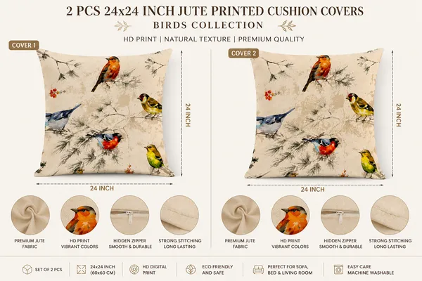 2_Pcs_24x24_Inch_Jute_Printed_Cushion_Covers_Set_|_Premium_Heavy_Fabric_Decorative_Pillow_Covers_|_Hidden_Zipper_|_Sofa,_Bed,_Couch_&_Living_Room_Décor