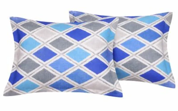 2_Pcs_Pillow_Cover_/_Takiya_Cover_(16x24_Inch)_|_100%_Cotton_Reversible_Pillow_Covers_|_Blue_&_Grey_Geometric_Design_|_Soft_&_Breathable_Bed_Pillow_Covers_with_Durable_Stitching