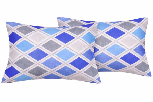 2_Pcs_Pillow_Cover_/_Takiya_Cover_(16x24_Inch)_|_100%_Cotton_Reversible_Pillow_Covers_|_Blue_&_Grey_Geometric_Design_|_Soft_&_Breathable_Bed_Pillow_Covers_with_Durable_Stitching