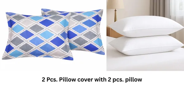 2_Pcs_Pillow_Cover_with_Pillow_(16x24_Inch)_|_100%_Cotton_Reversible_Takiya_Cover_Set_|_Blue_&_Grey_Geometric_Design_|_Soft,_Breathable_&_Durable_Bed_Pillow_Covers_for_Sofa_&_Bedroom
