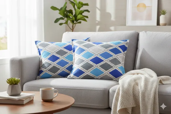 2_Pcs_Pillow_Cover_with_Pillow_(16x24_Inch)_|_100%_Cotton_Reversible_Takiya_Cover_Set_|_Blue_&_Grey_Geometric_Design_|_Soft,_Breathable_&_Durable_Bed_Pillow_Covers_for_Sofa_&_Bedroom