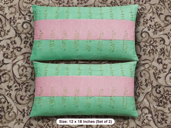 2_Pcs_Silk_Sequin_Pillow_Covers_with_Back_Lining_&_Hidden_Zip_Closure_|_12_x_18_Inch_Decorative_Rectangular_Cushion_Cover_Set_|_Soft_Luxury_Throw_Pillow_Covers_for_Sofa,_Bed_&_Living_Room