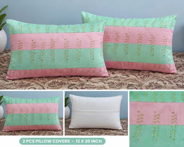 2_Pcs_Silk_Sequin_Pillow_Covers_with_Back_Lining_&_Hidden_Zip_Closure_|_12_x_18_Inch_Decorative_Rectangular_Cushion_Cover_Set_|_Soft_Luxury_Throw_Pillow_Covers_for_Sofa,_Bed_&_Living_Room