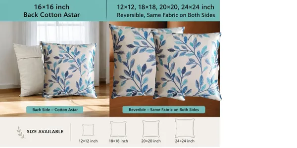 3_Pcs_Heavy_Knitting_Blue_Leaf_Print_Cushion_Cover_|_Decorative_Sofa_Cushion_Covers_with_Hidden_Zip_Closure_|_Soft_&_Durable_Cushion_Cover_Set_for_Living_Room,_Bedroom_&_Office_(Cushion_Covers_Only)
