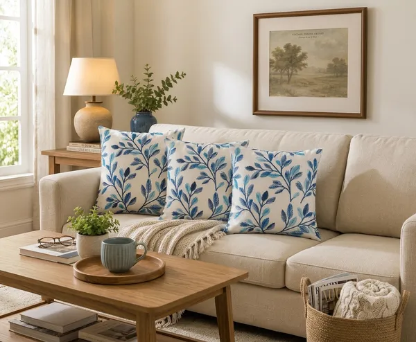 3_Pcs_Heavy_Knitting_Blue_Leaf_Print_Cushion_Cover_|_Decorative_Sofa_Cushion_Covers_with_Hidden_Zip_Closure_|_Soft_&_Durable_Cushion_Cover_Set_for_Living_Room,_Bedroom_&_Office_(Cushion_Covers_Only)