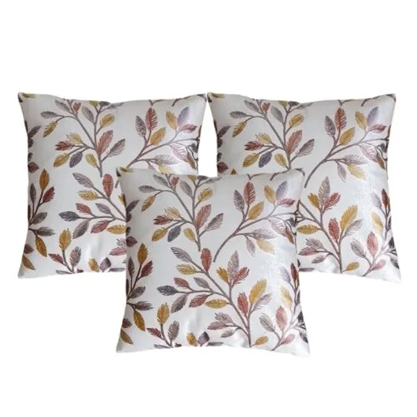 3_Pcs_Heavy_Knitting_Brown_Leaf_Print_Cushion_Cover_|_Decorative_Sofa_Cushion_Covers_with_Hidden_Zip_Closure_|_Soft_&_Durable_Cushion_Cover_Set_for_Living_Room,_Bedroom_&_Office_(Cushion_Covers_Only)