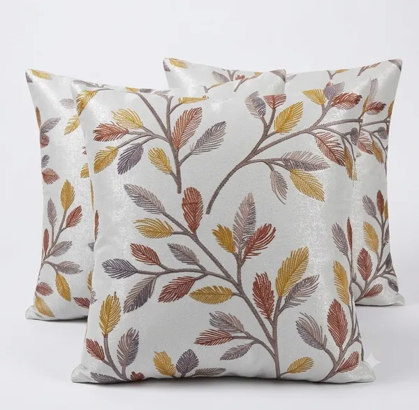 3_Pcs_Heavy_Knitting_Brown_Leaf_Print_Cushion_Cover_|_Decorative_Sofa_Cushion_Covers_with_Hidden_Zip_Closure_|_Soft_&_Durable_Cushion_Cover_Set_for_Living_Room,_Bedroom_&_Office_(Cushion_Covers_Only)