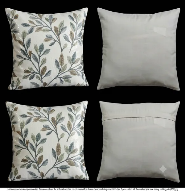 3_Pcs_Heavy_Knitting_Green_Leaf_Print_Cushion_Cover_|_Decorative_Sofa_Cushion_Covers_with_Hidden_Zip_Closure_|_Soft_&_Durable_Cushion_Cover_Set_for_Living_Room,_Bedroom_&_Office_(Cushion_Covers_Only)
