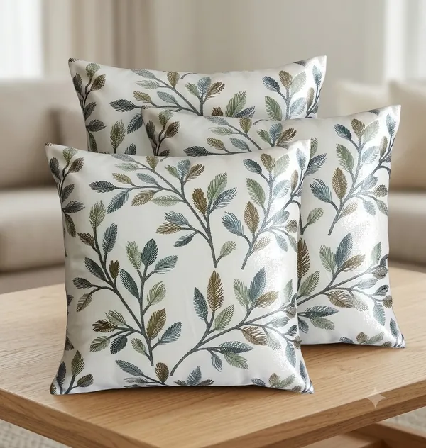 3_Pcs_Heavy_Knitting_Green_Leaf_Print_Cushion_Cover_|_Decorative_Sofa_Cushion_Covers_with_Hidden_Zip_Closure_|_Soft_&_Durable_Cushion_Cover_Set_for_Living_Room,_Bedroom_&_Office_(Cushion_Covers_Only)