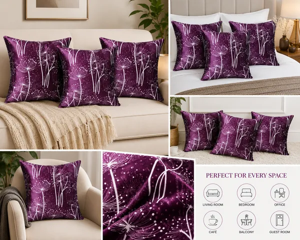 3_Pcs_Heavy_Knitting_Purple_&_White_Floral_Dandelion_Print_Cushion_Covers_|_Hidden_Zipper_|_Decorative_Throw_Pillow_Covers_for_Sofa,_Bed_&_Living_Room