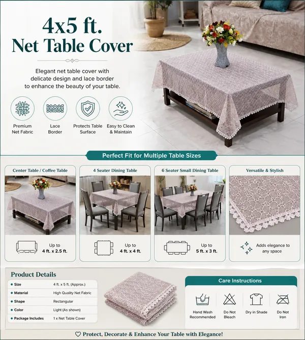 Net_Fabric_Center_Table_Cover_36x48_Inch_|_Elegant_Lace_Border_Table_Cover_|_Blush_Pink_Geometric_Design_Decorative_Cover_for_Living_Room